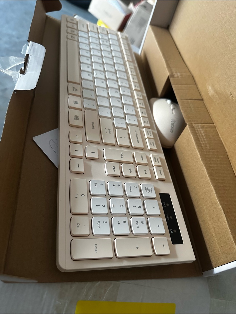 Wireless Cream Home Office Keyboard and Mouse Combo